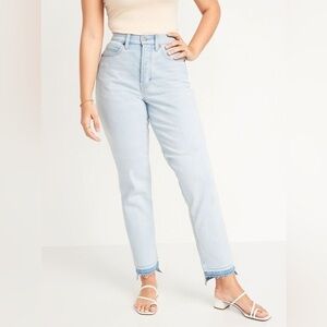 Old Navy Curvy Extra High-Waisted Button-Fly Sky-Hi Straight Cut-Off Jeans 20